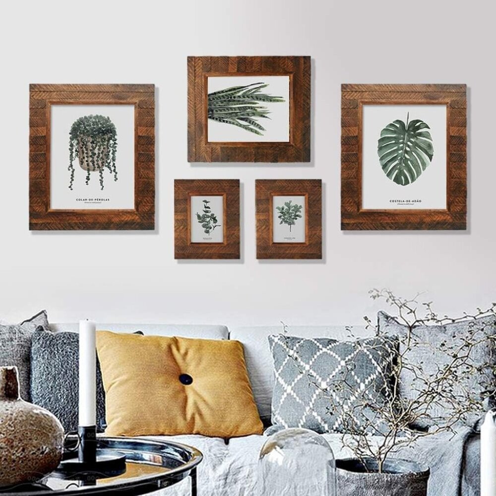Wooden Picture Frame 8x10 inch, Wood Plank Design with Rustic Brown Finish, Wall - Picture 5 of 7